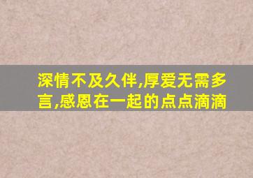 深情不及久伴,厚爱无需多言,感恩在一起的点点滴滴
