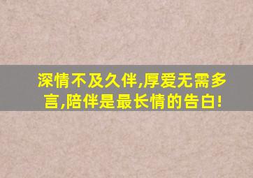 深情不及久伴,厚爱无需多言,陪伴是最长情的告白!